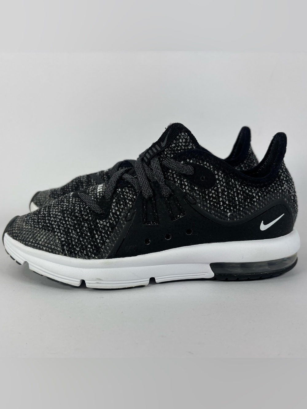 Nike Air Max Sequent 3 Kids 13C Black White Running Shoes AO0554-001